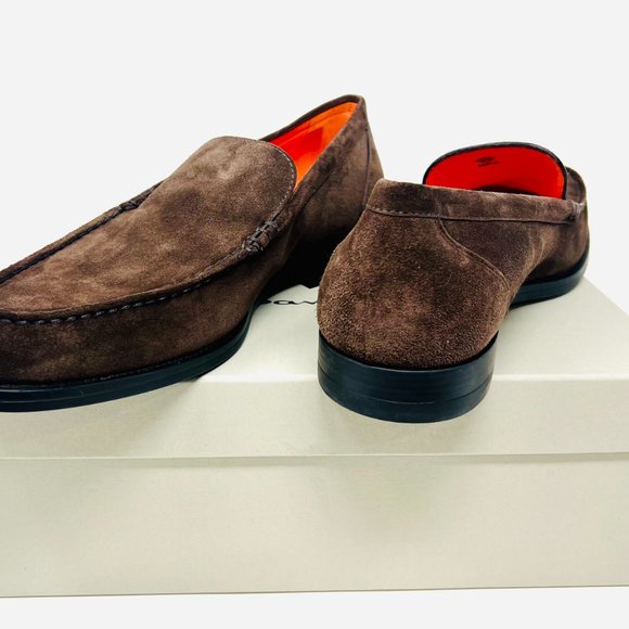 Santoni Faith Suede Loafers Dark Men\'s Shoes main image 5